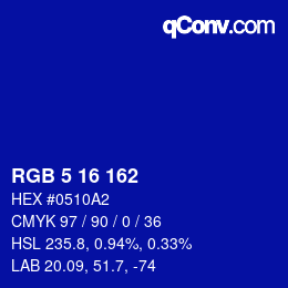 Color code: RGB 5 16 162 | qconv.com