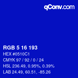 Color code: RGB 5 16 193 | qconv.com