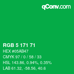 Color code: RGB 5 171 71 | qconv.com