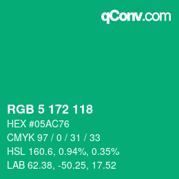 カラーコード: RGB 5 172 118 | qconv.com