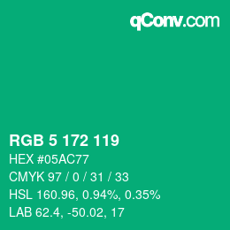 カラーコード: RGB 5 172 119 | qconv.com