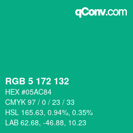 Color code: RGB 5 172 132 | qconv.com
