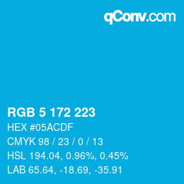 Color code: RGB 5 172 223 | qconv.com