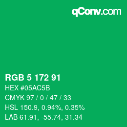 Color code: RGB 5 172 91 | qconv.com