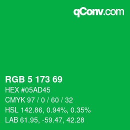 Color code: RGB 5 173 69 | qconv.com