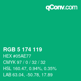 カラーコード: RGB 5 174 119 | qconv.com