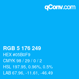 Color code: RGB 5 176 249 | qconv.com