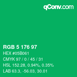 Color code: RGB 5 176 97 | qconv.com