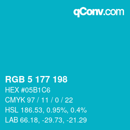 颜色代码: RGB 5 177 198 | qconv.com