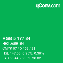 カラーコード: RGB 5 177 84 | qconv.com