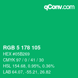 Color code: RGB 5 178 105 | qconv.com