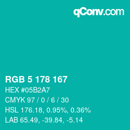 Color code: RGB 5 178 167 | qconv.com