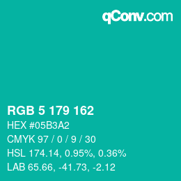 Color code: RGB 5 179 162 | qconv.com