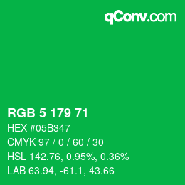 Color code: RGB 5 179 71 | qconv.com