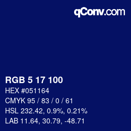 Color code: RGB 5 17 100 | qconv.com