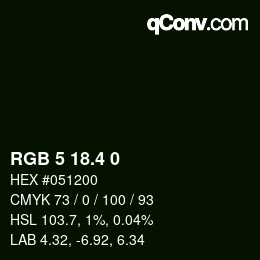 カラーコード: RGB 5 18.4 0 | qconv.com