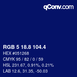 カラーコード: RGB 5 18.8 104.4 | qconv.com