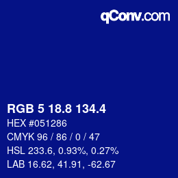 カラーコード: RGB 5 18.8 134.4 | qconv.com