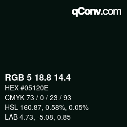カラーコード: RGB 5 18.8 14.4 | qconv.com