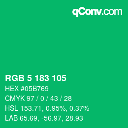 Color code: RGB 5 183 105 | qconv.com