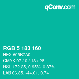 Color code: RGB 5 183 160 | qconv.com