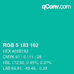 Color code: RGB 5 183 162 | qconv.com