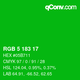 Color code: RGB 5 183 17 | qconv.com
