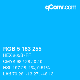 Color code: RGB 5 183 255 | qconv.com