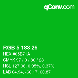 カラーコード: RGB 5 183 26 | qconv.com
