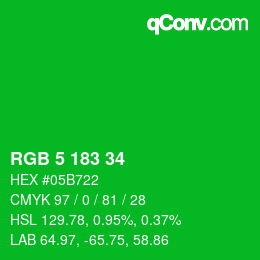 カラーコード: RGB 5 183 34 | qconv.com