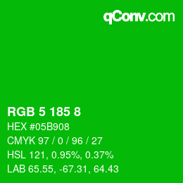 Color code: RGB 5 185 8 | qconv.com