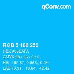 Color code: RGB 5 186 250 | qconv.com