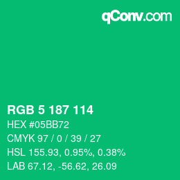 Color code: RGB 5 187 114 | qconv.com