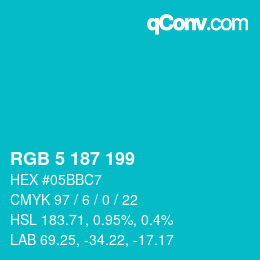 Color code: RGB 5 187 199 | qconv.com