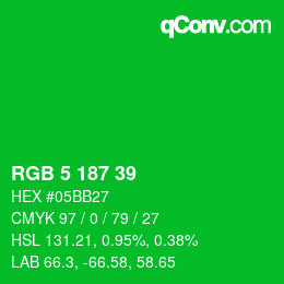 Color code: RGB 5 187 39 | qconv.com