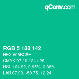 Color code: RGB 5 188 142 | qconv.com