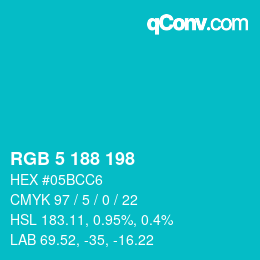 Color code: RGB 5 188 198 | qconv.com