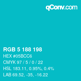 Color code: RGB 5 188 198 | qconv.com