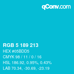 Color code: RGB 5 189 213 | qconv.com