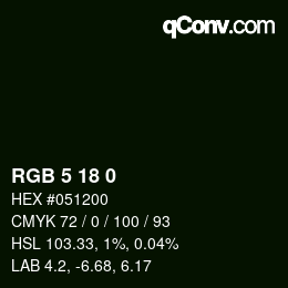 Color code: RGB 5 18 0 | qconv.com