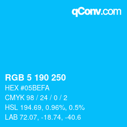 Color code: RGB 5 190 250 | qconv.com