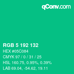 カラーコード: RGB 5 192 132 | qconv.com