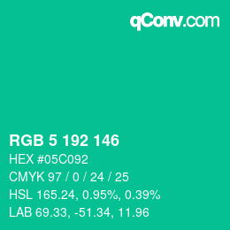 Color code: RGB 5 192 146 | qconv.com