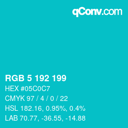 Color code: RGB 5 192 199 | qconv.com