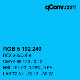 Color code: RGB 5 192 249 | qconv.com