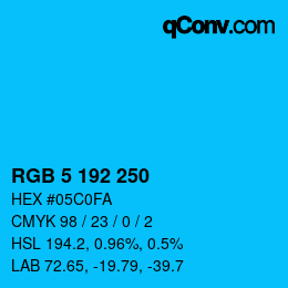 Color code: RGB 5 192 250 | qconv.com