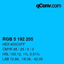 Color code: RGB 5 192 255 | qconv.com