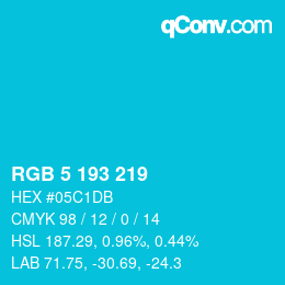 Color code: RGB 5 193 219 | qconv.com