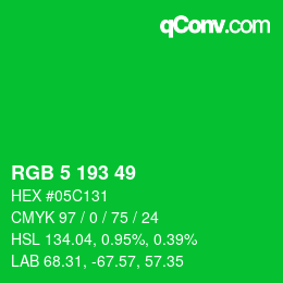 Color code: RGB 5 193 49 | qconv.com