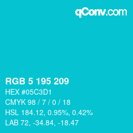颜色代码: RGB 5 195 209 | qconv.com